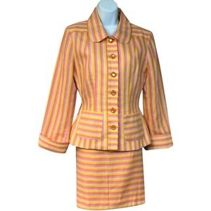 JACQUES FATH NEIMAN MARCUS MULTICOLOR COTTON BLEND SKIRT SUIT 8